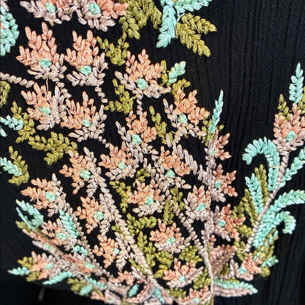 Free People Pretty Pineapple V Tunic Dress Embroidery  Drawstring S Hippie Boho - Picture 6 of 16